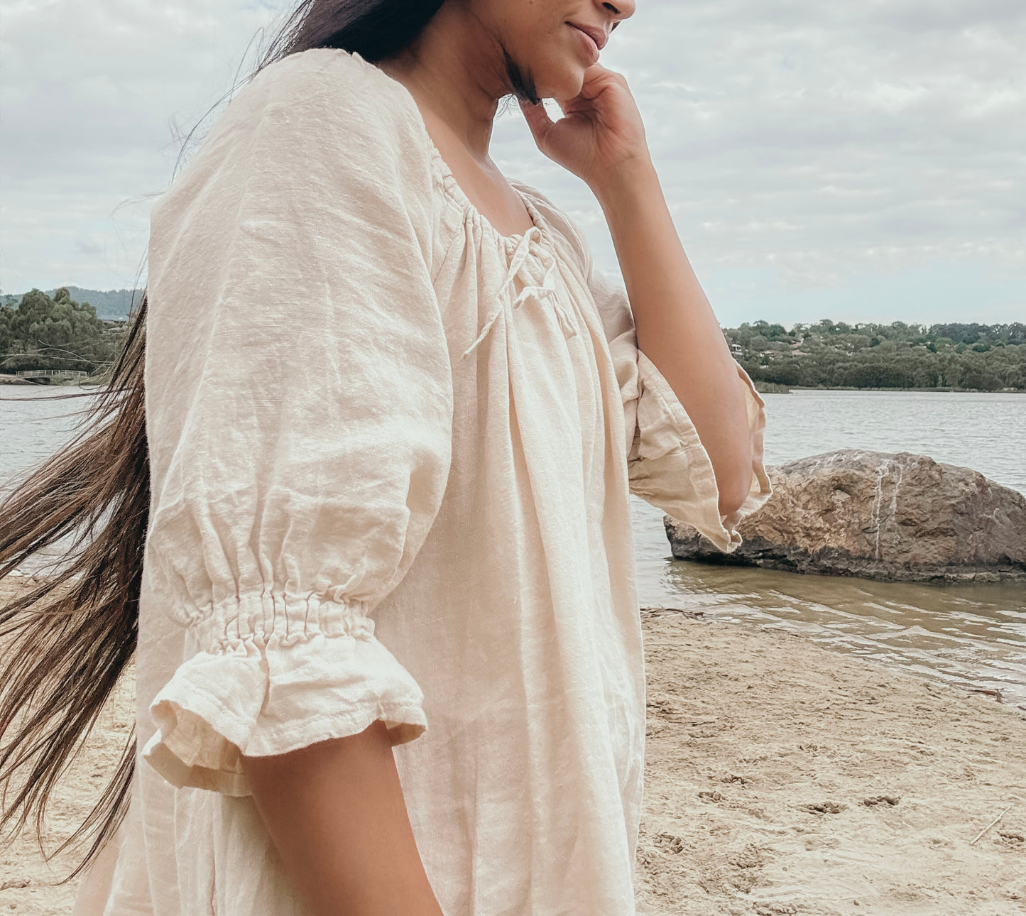Ophelia Linen Midi dress ~ SAND