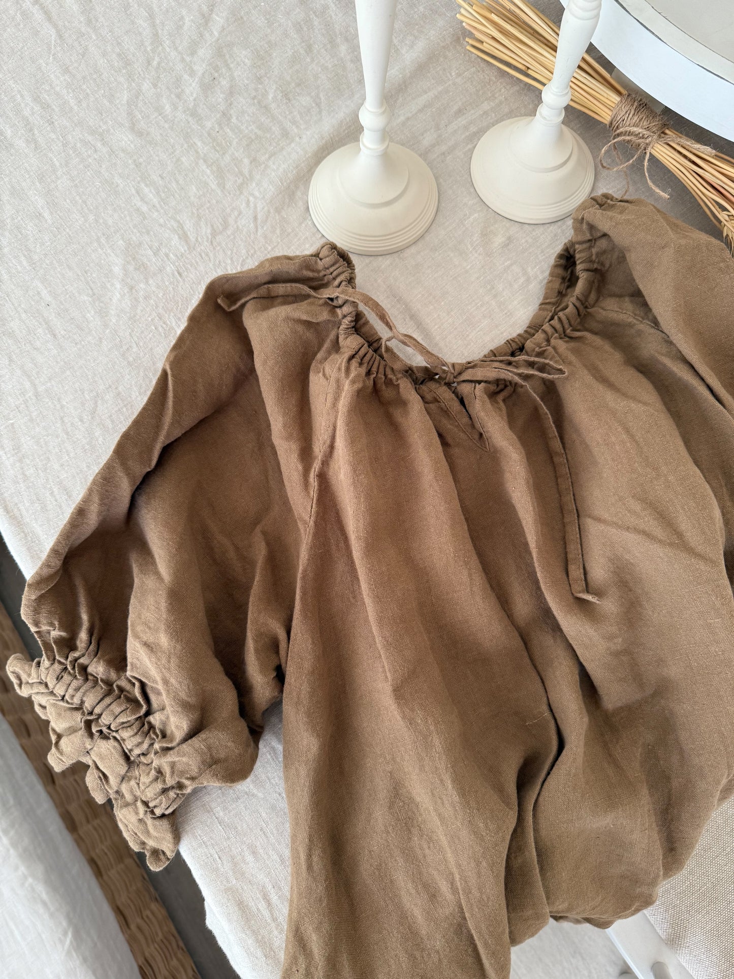 Ophelia Linen Midi Dress ~ NUTBROWN