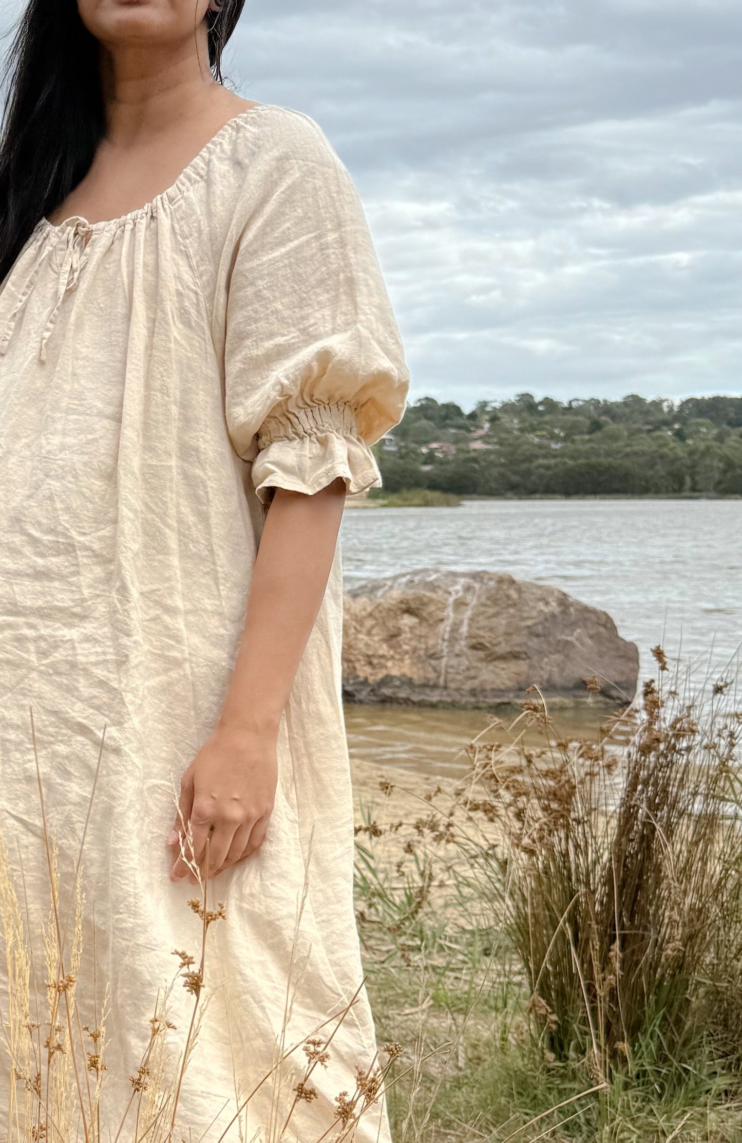 Ophelia Linen Midi dress ~ SAND