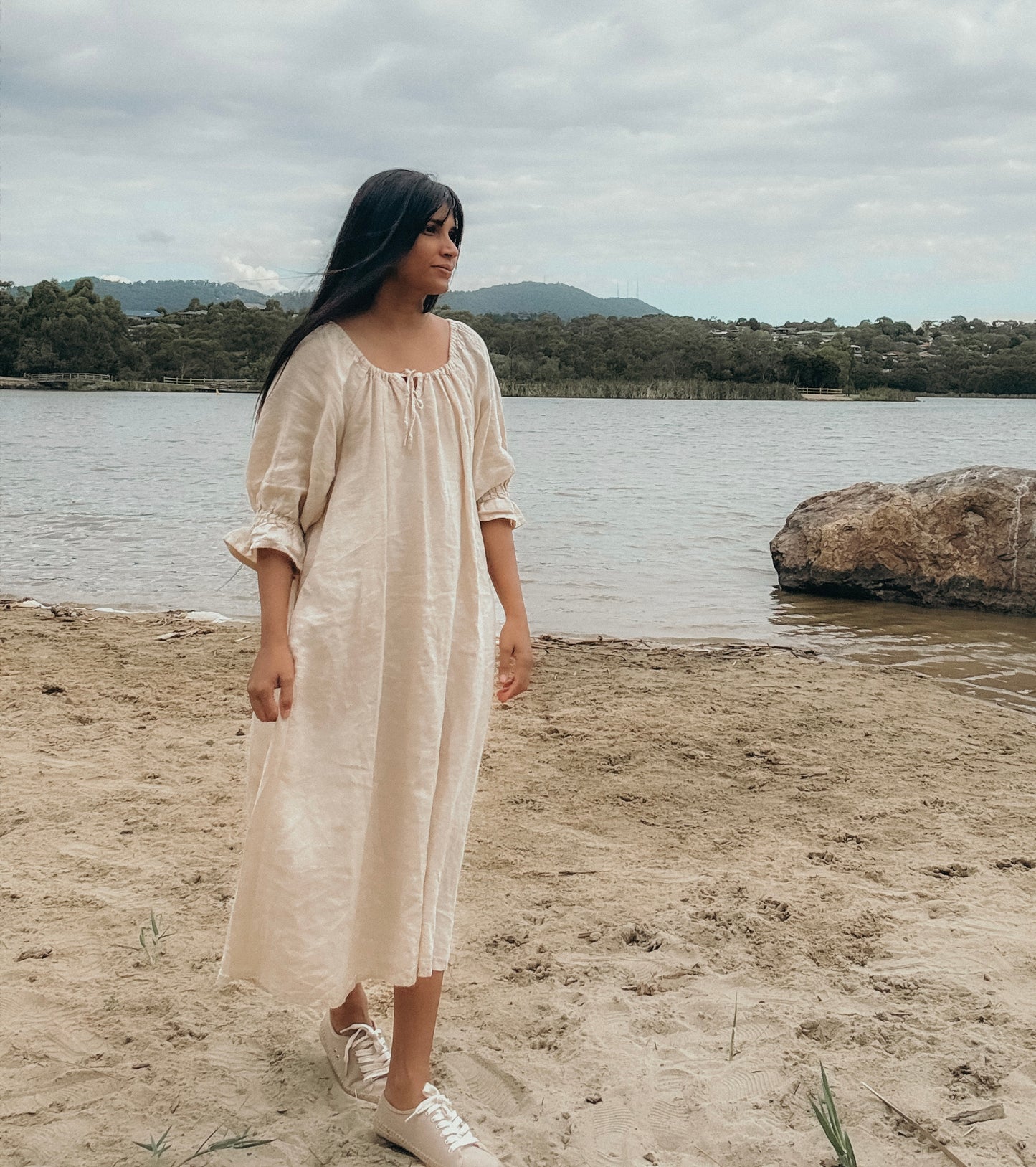 Ophelia Linen Midi dress ~ SAND
