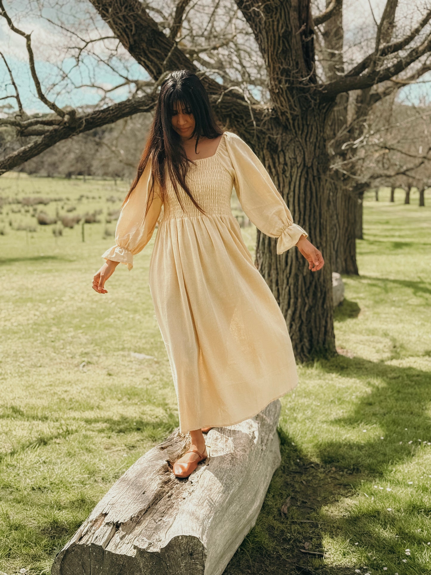 Florence Maxi Dress in Butter Yellow