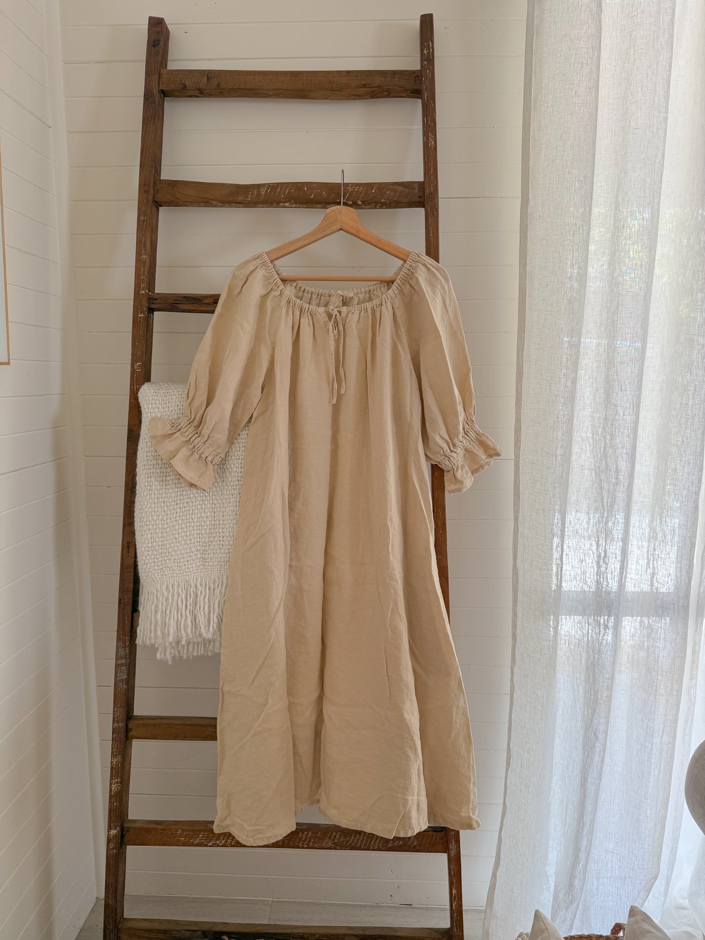 Ophelia Linen Midi dress ~ SAND