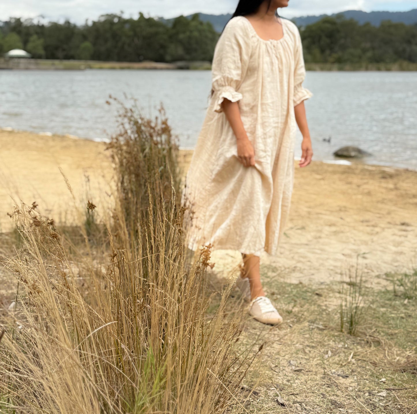 Ophelia Linen Midi dress ~ SAND