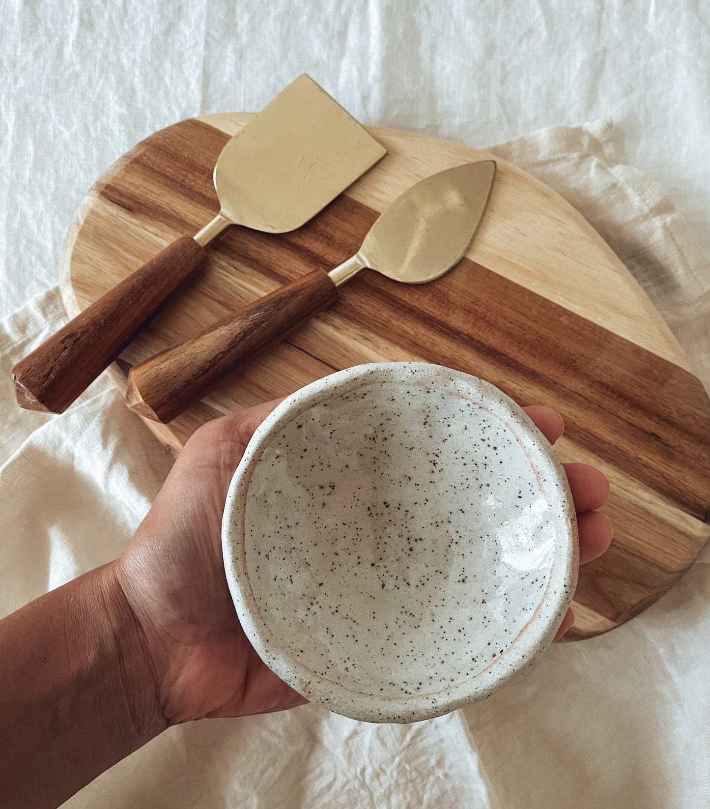 Handmade stoneware little bowl for cheese board