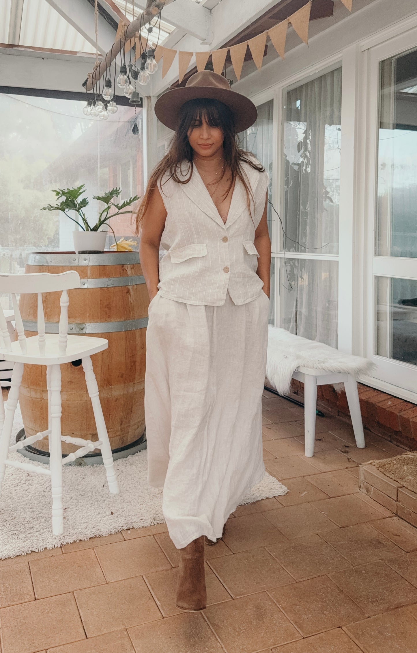 Adele Maxi Skirt in soft Beige