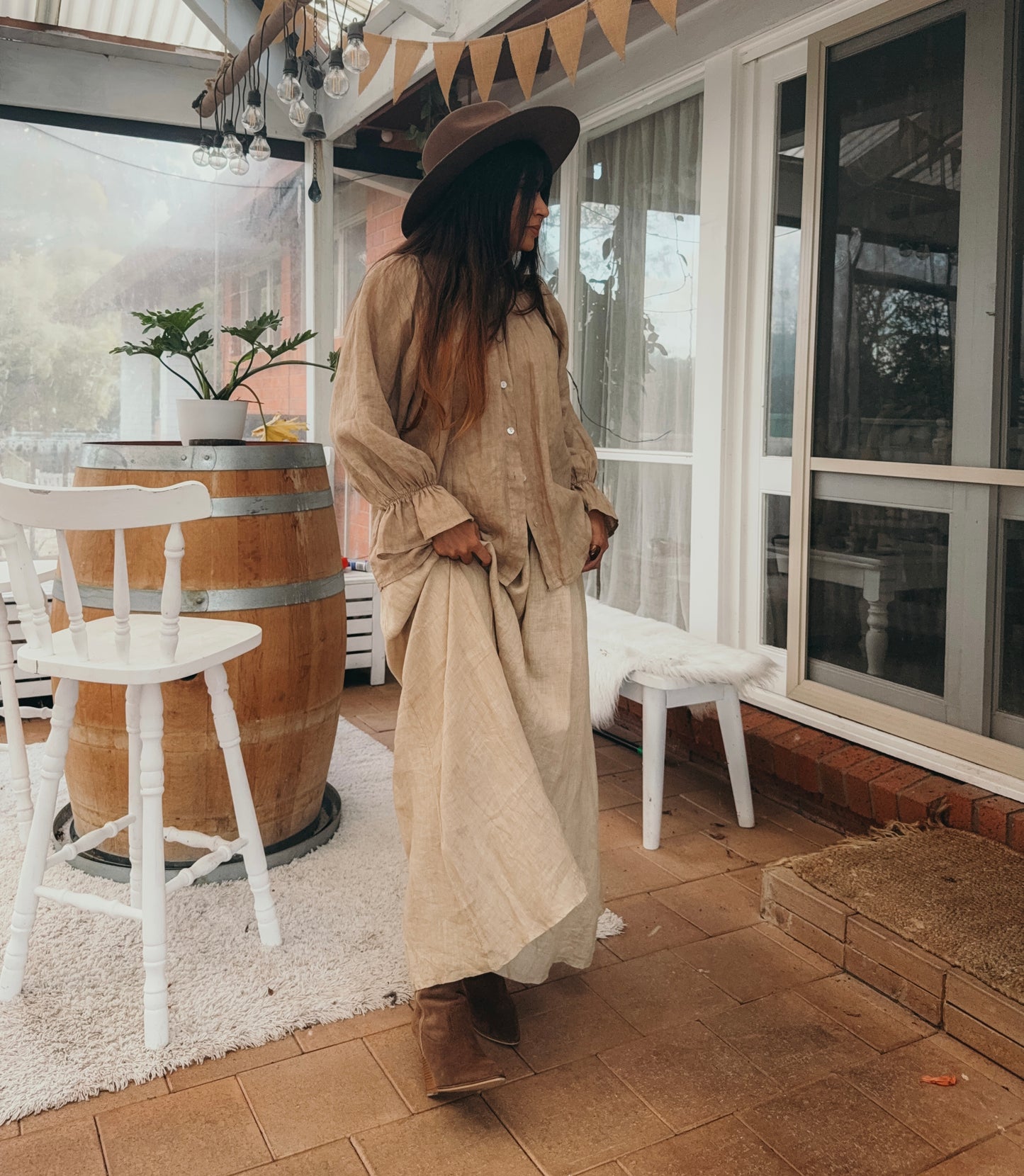 Cleo Ruffle Long sleeves Shirt in Vintage Ochre