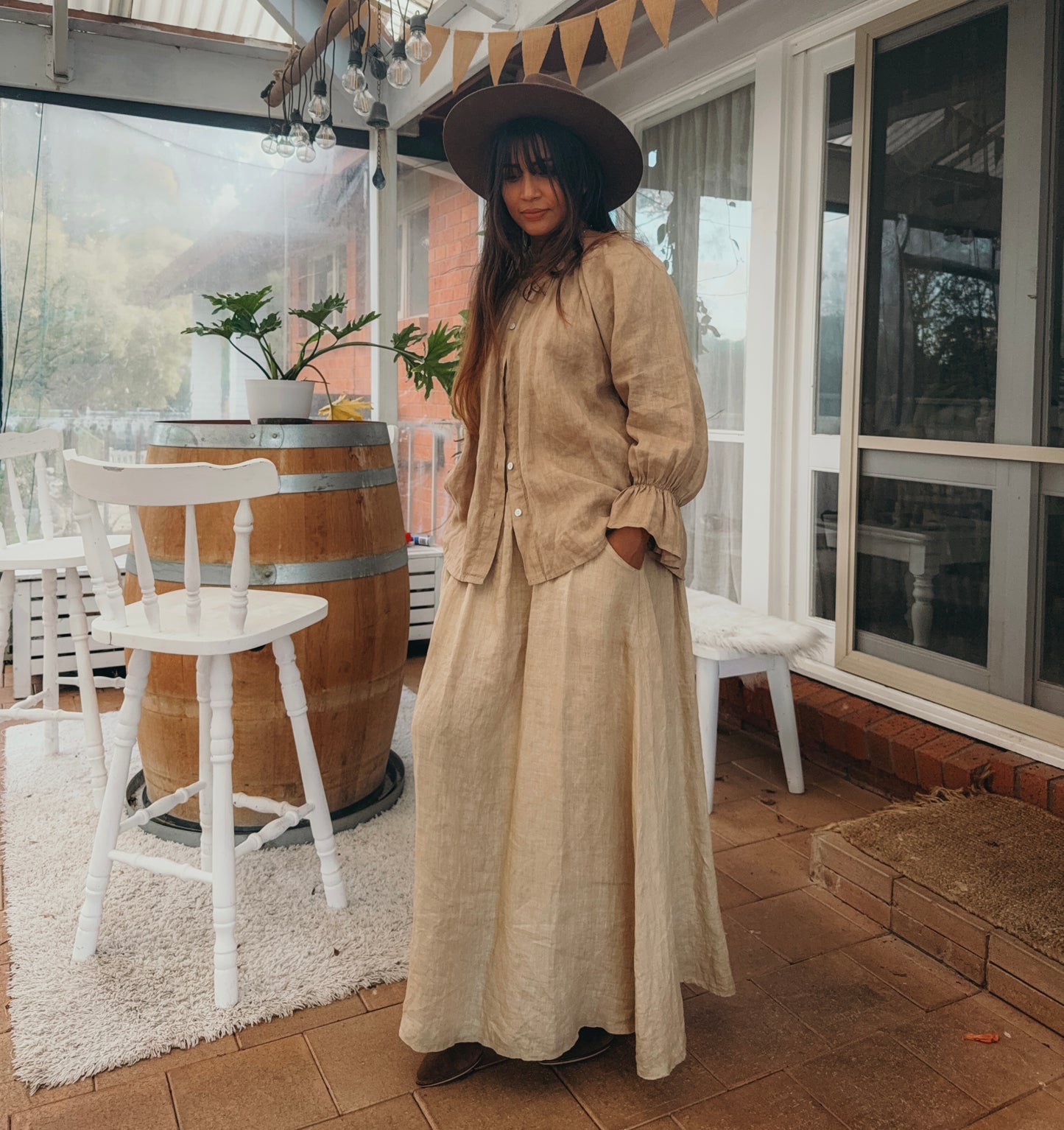 Cleo Ruffle Long sleeves Shirt in Vintage Ochre