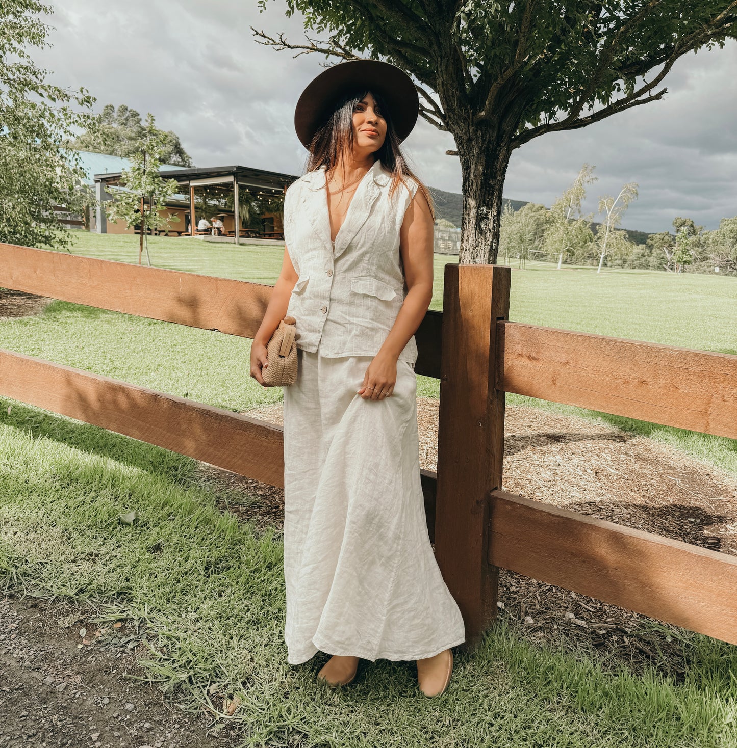 Lennie Waistcoat Top in Soft Beige