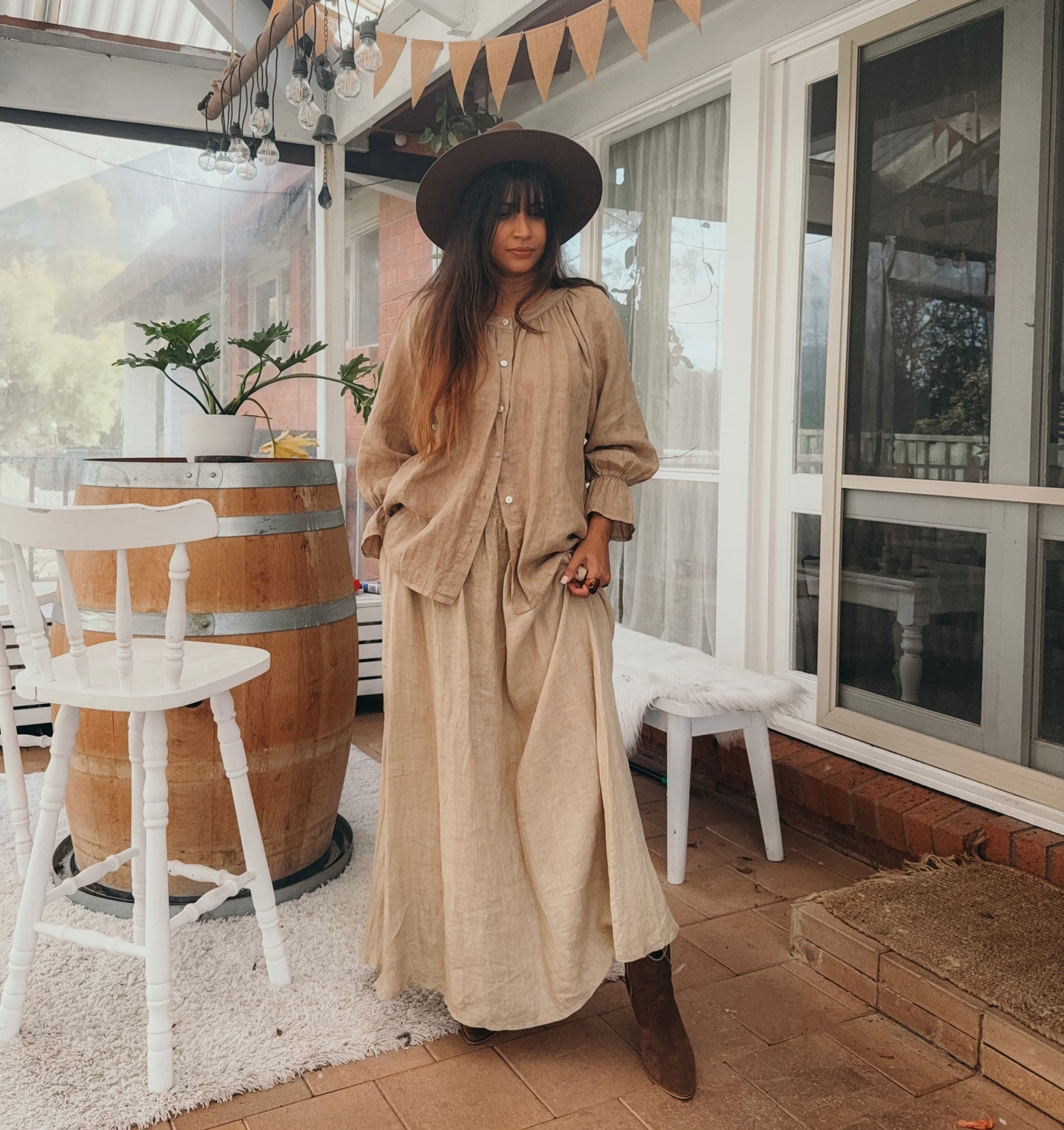 Cleo Ruffle Long sleeves Shirt in Vintage Ochre