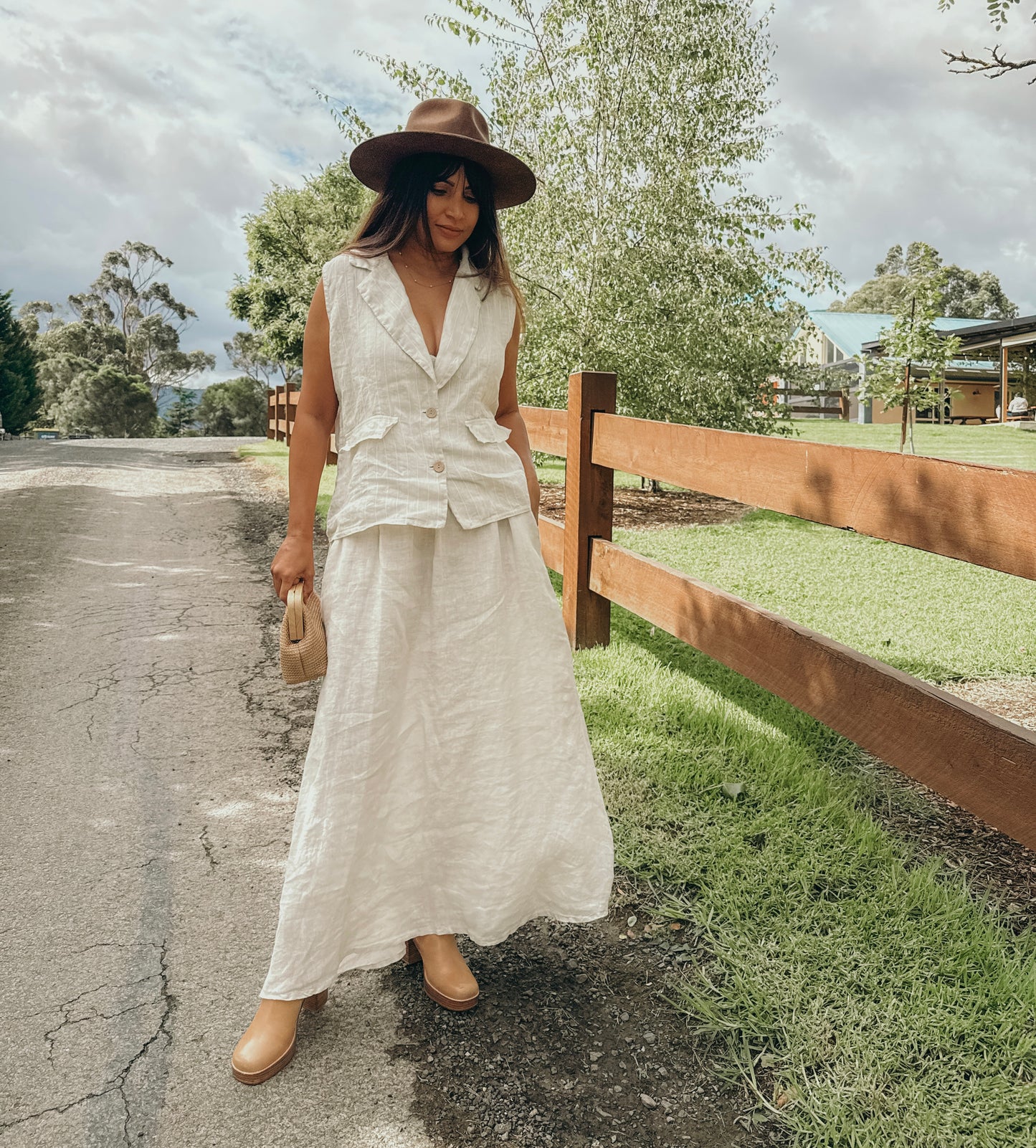 Lennie Waistcoat Top in Soft Beige