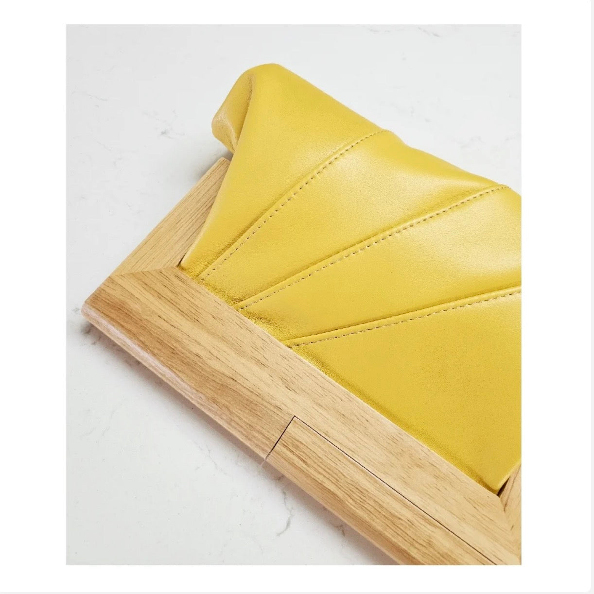 Daffodil Leather & Timber Clutch
